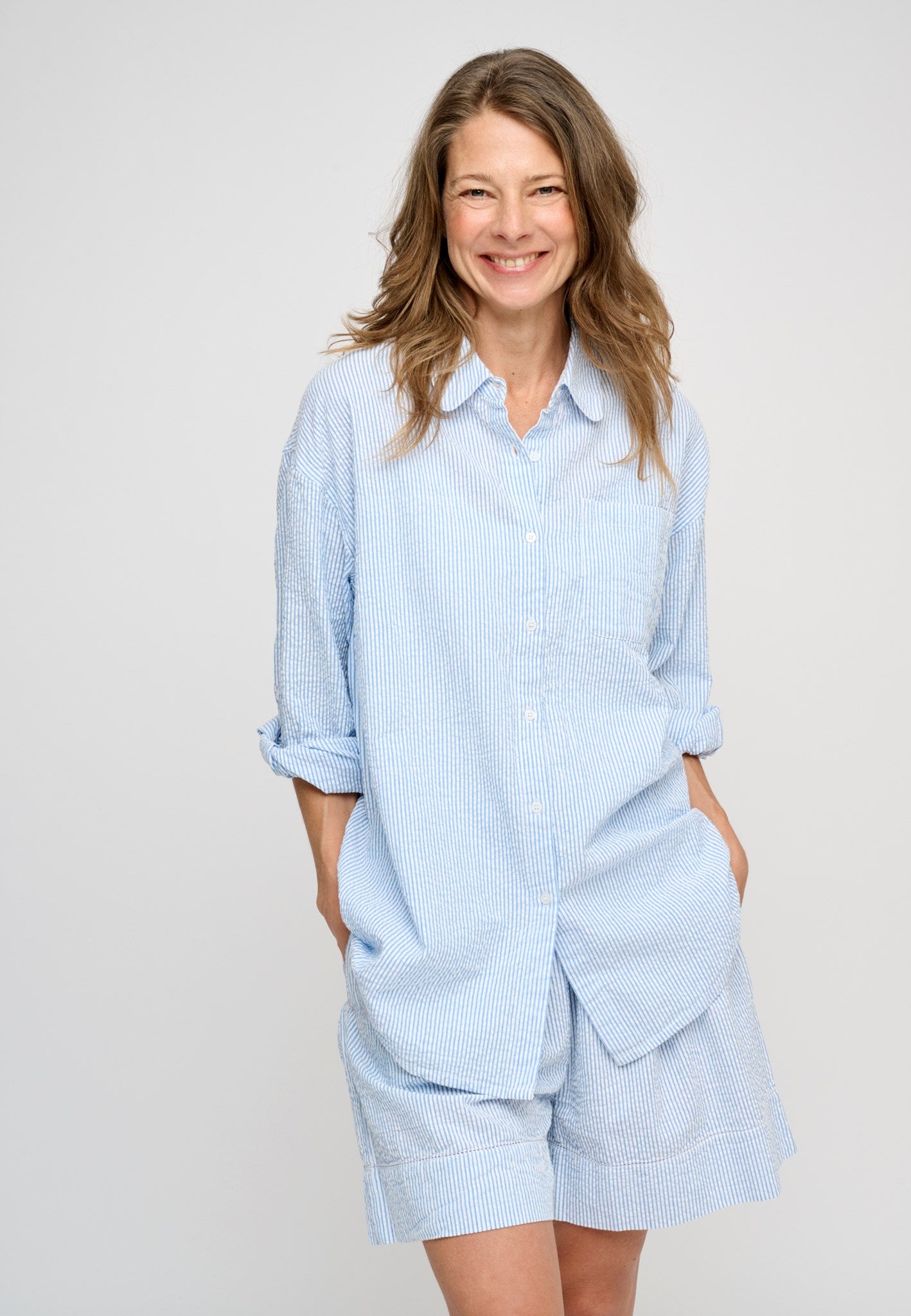 Vita Blouse - Lagoon & White - Capri Stripes main image 0