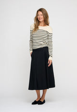 Clear Top Stripe Poem Skirt Black 0233 LOW