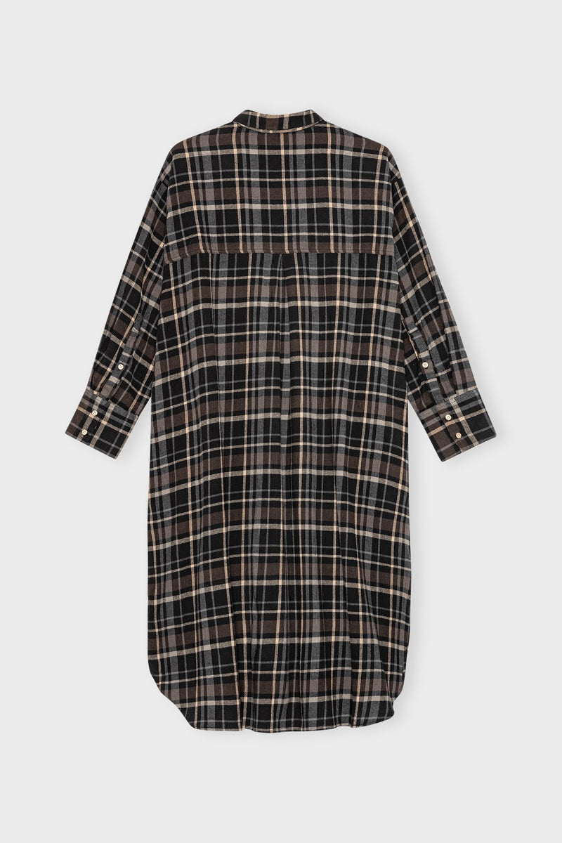 Floretshirtdresscheck Brownblack B