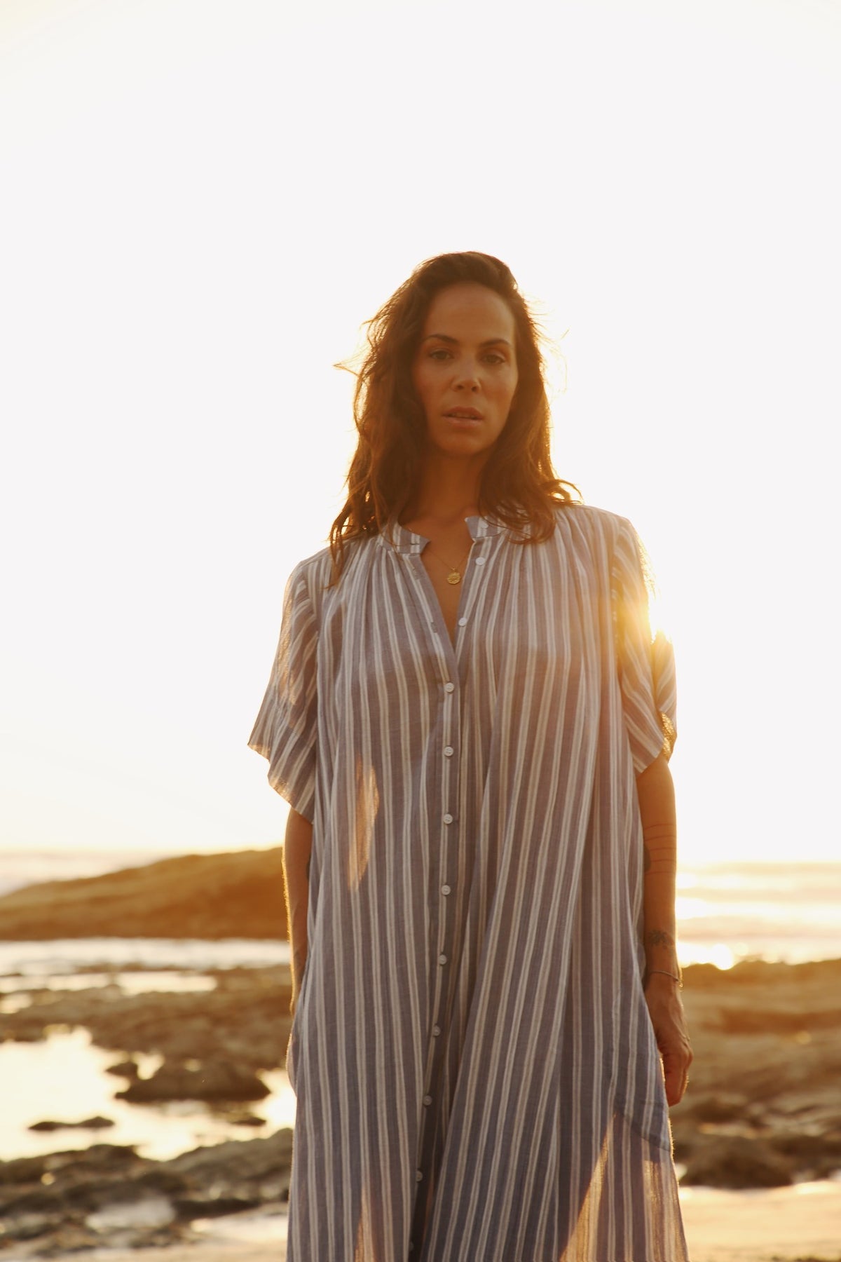 bohemia striped shirt maxi dress june shirtdress stripe | Buy dresses online