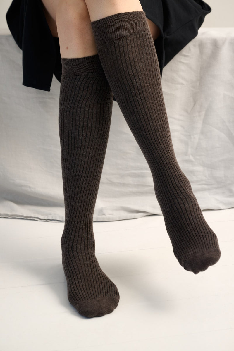 Knee Rib Sock Brown Melange 1241 LOW