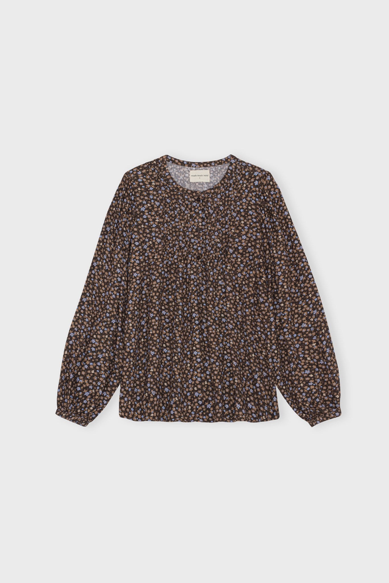 peach shirt brown flower