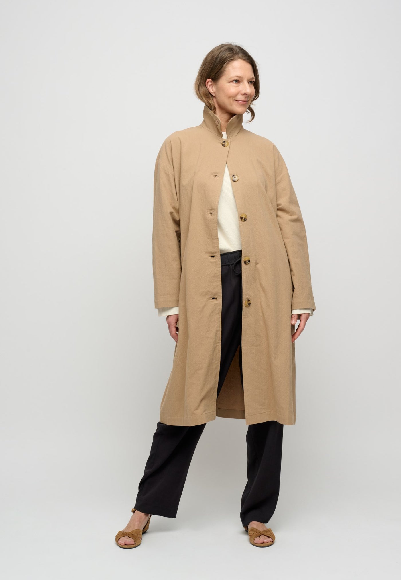prologue　Service Coat ベージュ voyage coat crepe | Buy coats for women online