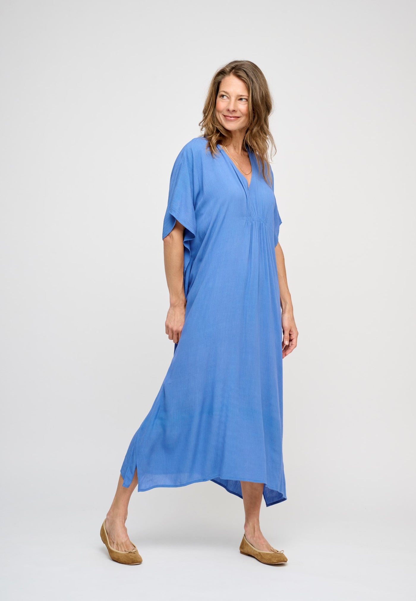 ワンピースその他   Light blue slip dress in crepe wave kaftan crepe | Buy comfortable dresses for women online